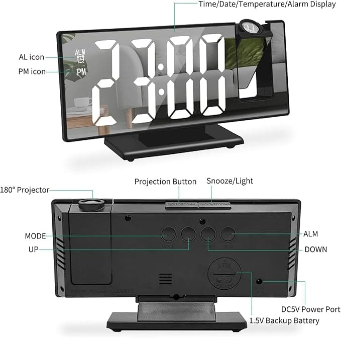 ⏰RELOJ DESPERTADOR CON PROYECTOR DE HORA DIGITAL
